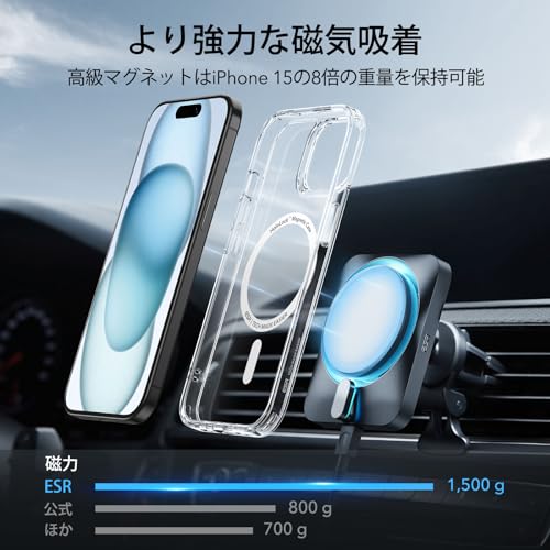 【米軍MIL規格・Magsafe対応】ESR iPhone 15 Plus ケース 耐黄変 いphone15plus ケース 耐衝撃 傷防止 iPhone 15 Plus用 磁気 スマホケース Classicシリーズ クリア 中間 画像