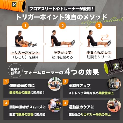 トリガーポイント(TRIGGERPOINT) グリッド フォームローラー 筋膜ローラー 筋膜リリース ストレッチローラー マッサージローラー セルフケア リカバリー EVA素材 高耐久 スポーツ デスクワーク対応 ショコラ 中間 画像