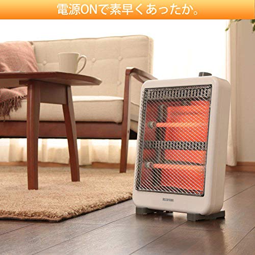 アイリスオーヤマ 電気ストーブ ヒーター 暖房器具 電気 足元 小型 省エネ 脱衣所 転倒時電源OFF 400W/800W 2段階切替 軽量 EHT-800W ホワイト 最後 画像