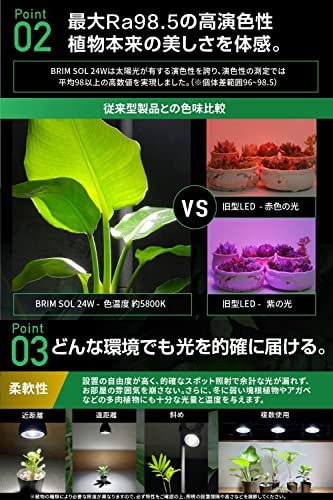 【公式】BRIM(ブリム) SOL 24W 植物育成ライト LED E26口金 フルスペクトル (SOL 白色系 (5800K)) 中間 画像