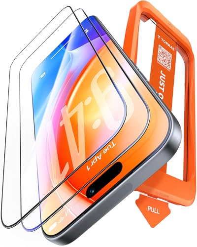 TORRAS フィルム For iPhone 17 ガラスフィルム 航空宇宙ガラス 周り浮きゼロ 9H+硬度 米軍MIL規格 全面保護 10倍強化 極細ベゼル対応 ラウンドエッジ 超簡単貼り付け ワンプル(Just One Pull) ガイド枠付き 気泡レス 指紋防止 サラサラ 落下・破損防止 2枚セット 6.3インチ いphone17 用 保護フィルム GlassGo Ultra 1枚目 画像