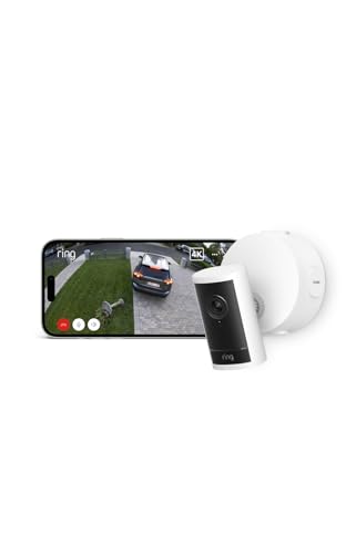 【New】Ring Outdoor Cam Pro PoE (リング アウトドアカム プロ PoEモデル) | 高画質・広角の4Kビデオ屋外防犯カメラ | 10倍ズーム・モーション検知搭載 | Ring Home プラン30日間無料体験付き - ホワイト Ring Outdoor Cam Pro PoE 実物画像・外観写真