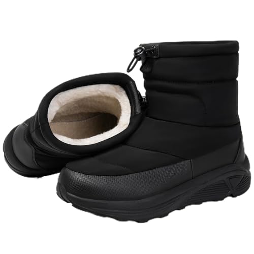 [MERPHINE] スノーブーツ メンズ 冬靴 防寒ブーツ 雪靴 暖かい 裏起毛 滑らない 防水 雪用 アウトドア 冬用 キャンプ 裏ボア 歩きやすい 軽量 黒 [MERPHINE] スノーブーツ メンズ 実物画像・外観写真