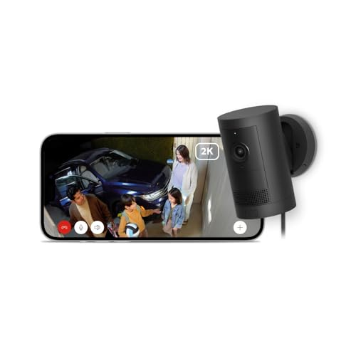 Ring Outdoor Cam Plus Plug-In (リング アウトドアカム プラス 電源アダプターモデル) | 24時間連続録画対応* のハイエンドモデル | 2K ビデオ 360万画素 高精細 | カメラ視野角対角160° | ナイトビジョン | Ring Home プラン30日間無料体験付き - ブラック 1枚目 画像