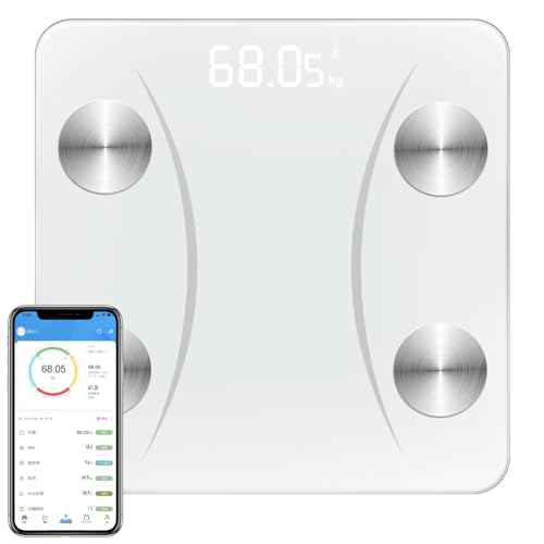 体重計 bluetooth 体脂肪計 ヘルスメーター 2026新 底全面カバー bluetooth 体重計 スマホ連動 体組成計 高精度 軽量薄型設計 自動認識 日本語対応APP・説明書 アプリ対応 -体脂肪率/BMI/筋肉量/基礎代謝量/水分量など測定 登録人数無制限 iOS/Android対応 (01white) 体重計 bluetooth 体脂肪計 ヘルスメーター 2026新 実物画像・外観写真