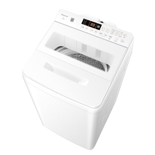 ハイセンス 洗剤自動投入 洗濯機 7kg 1-3人用 最短14分洗濯 シャワー水流 激流洗浄 予約機能 風乾燥 部屋干し 多彩コース 簡単操作 真下排水 一人暮らし HW-K70XL-W ハイセンス 洗剤自動投入 洗濯機 7kg 実物画像・外観写真