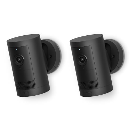 【カメラ２つセット】Ring Outdoor Cam Plus Battery (リング アウトドアカム プラス バッテリーモデル) | 高精細・広角、ワンランク上の屋外防犯カメラ | 進化したナイトビジョン | 取り外し可能なバッテリー | 平置き/壁取り付け/天井取り付け対応 | Ring Home プラン30日間無料体験付き - ブラック 1枚目 画像