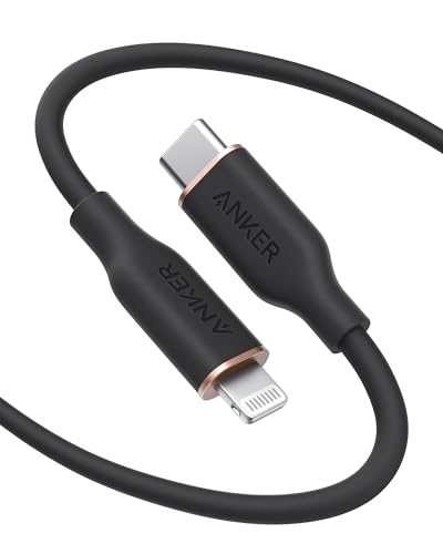 Anker PowerLine lll Flow USB-C & ライトニング ケーブル MFi認証 Anker絡まないケーブル USB PD対応 シリコン素材採用 iPhone 14 / 14 Plus / 14 Pro / 14 Pro Max / 13 各種対応 (1.8m ミッドナイトブラック) 1枚目 画像
