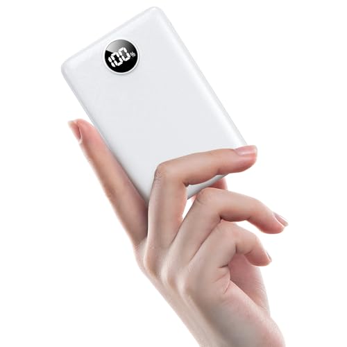 モバイルバッテリー大容量 20000mAh 【2025新登場·超薄型】モバイルバッテリー 軽量 小型 急速充電 3台同時充電 スマホ充電器 Type-Cポート出入力 2.4A 急速充電 コンパクト持ち運び便利 PSE技術認証済 安全回路保護 機内持ち込み可/出張 携帯充電器 スマホ充電 iPhone/Android/iPad/AirPodsなど各種対応 (ホワイト) モバイルバッテリー大容量 20000mAh 実物画像・外観写真