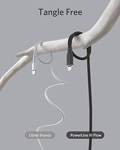 Anker PowerLine lll Flow USB-C & ライトニング ケーブル MFi認証 Anker絡まないケーブル USB PD対応 シリコン素材採用 iPhone 14 / 14 Plus / 14 Pro / 14 Pro Max / 13 各種対応 (1.8m ミッドナイトブラック) 中間 画像