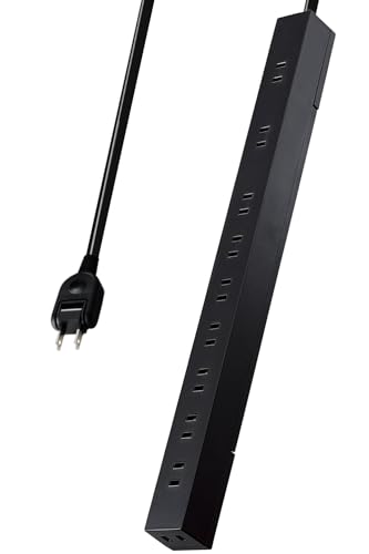 エレコム 電源タップ 10個口 5m 雷ガード ほこりシャッター 【 マグネット 回転脚パーツ 吊り穴 】 スイングプラグ ブラック ECT-2650BK エレコム 電源タップ 10個口 5m 実物画像・外観写真