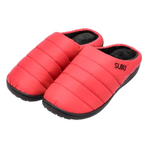 [SUBU] スブ サンダル 冬用サンダル スリッパ レディース メンズ 暖かい ルームシューズ ダウン 外履き 防寒 つっかけ 男女兼用 ユニセックス F LINE レッド RED SB-332 [並行輸入品] 最後 画像