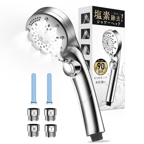 シャワーヘッド マイクロナノバブル 【サロン発想のプロ美容師監修モデル・肌奥まで入込む超微細泡・塩素除去・6段階水流】 シャワーヘッド 節水90% 高水圧 手元止水 極細水流 肌ケア 美髪 毛穴汚れ除く パワフル洗浄 ミストシャワー ヘッド ナノバブル 保温 保湿 うるおい サロン級ツヤ髪 取り付け簡単 国際汎用基準ジョイント 4種類アダプター付き 1枚目 画像