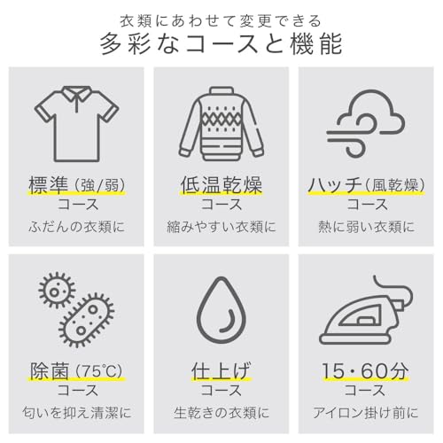 日立(HITACHI) 電気衣類乾燥機 5㎏ DE-N50HV 日本製 最新型 (ヒーター/送風 2way乾燥) 静音設計 省エネ 低温乾燥コース 送風乾燥 ウレタン シルク 可能 メーカー1年サポート 中間 画像