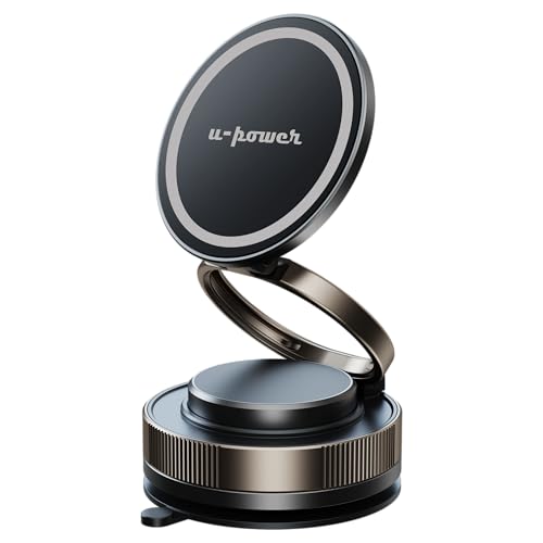 【U-POWER公式】スマホホルダー 車 ナノゲル吸着×真空吸盤 W固定構造 magsafe対応 360度回転 N55磁石 片手操作 iPhone Android全機種対応 スマホスタンド 車用 カー用品 1枚目 画像