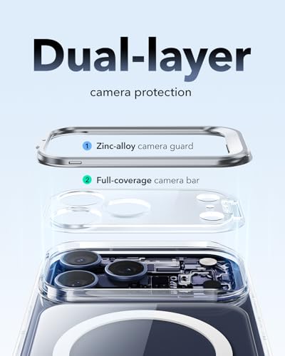 【デザイン受賞シリーズ!】ESR iPhone 17 Pro ケース MagSafe対応 3倍米軍MIL規格 カメラコントロールカバー 隠れスタンド 調整可能 2層構造カメラ保護 ワイヤレス充電 エアガードコーナー 耐衝撃 傷防止 軽量 マグネットスマホケース 高耐久性 Qi2.2対応 最大25W高速充電 いphone17pro ケース iphone17Pro用Classicシリーズ クリア 中間 画像