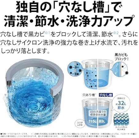 【セット買い】シャープ タテ型 洗濯乾燥機 ES-TX8J-W ホワイト + 糸くずフィルター ES-LP2 (ES-LP1 代替品) 交換用 中間 画像