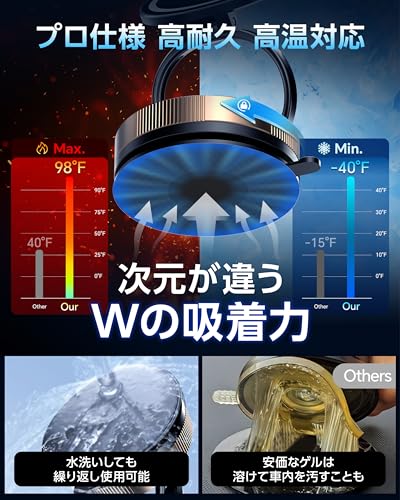 【U-POWER公式】スマホホルダー 車 ナノゲル吸着×真空吸盤 W固定構造 magsafe対応 360度回転 N55磁石 片手操作 iPhone Android全機種対応 スマホスタンド 車用 カー用品 中間 画像