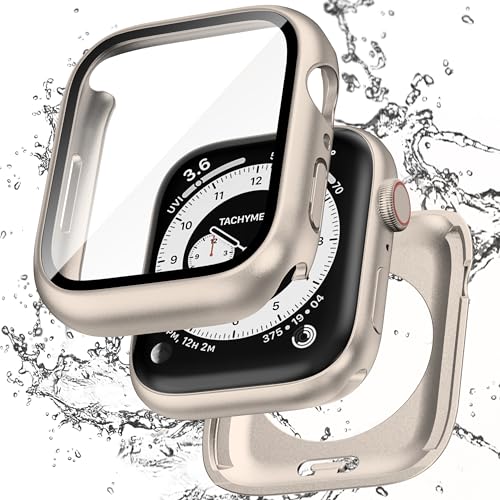【フルカバー保護】Puptoya アップルウォッチ 防水 カバー Apple Watch Series 6 5 4 SE3 SE2 対応 40mm ケース 2 in 1 前後の保護 PC+ガラス素材 高透過率 装着簡単 脱落しやすい 耐衝撃 iWatch 40mm スターライト 1枚目 画像