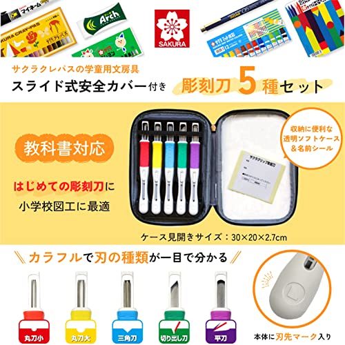 サクラクレパス 彫刻刀SA スライド式安全カバー付き EHTS-5A 最後 画像