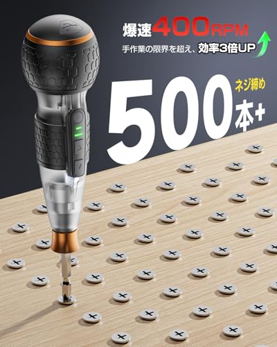 Yacooda 電動ドライバー 小型 【伝統革新・中が見える電動ドライバー・鬼トルク6N.m】強力 16点ビット付き 収納ケース付き USB-C充電式 高輝度LEDライト 軽量 DIY 操作簡単 女性/初心者対応 クリアグレー 中間 画像