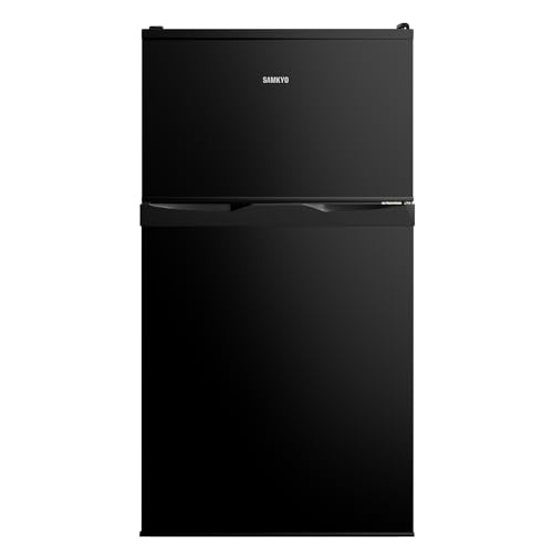 SAMKYO 冷蔵庫 95L 小型 一人暮らし 2ドア 家庭用 耐熱天板 コンパクト 右開 静音 ブラック GU90 ブラックの外観・全体像 画像