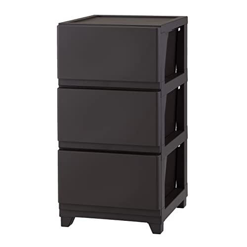 JEJアステージ(JEJ Astage) 収納ケース デコニー シーヴォ 3段 ブラウン 簡単組立 日本製 幅34×奥行41.5×高さ66.1cmの外観・全体像 画像