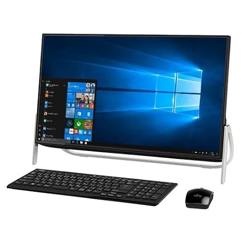 (整備済み品)多機能一体型パソコン 4辺狭額フレーム FMV ESPRIMO FH56 第7世代 Core i3-7100U メモリ8GB SSD128GB+HDD1TB 23.8型1080p FHD 昇降式カメラ搭載 MS Office 2019 Windows 11 1