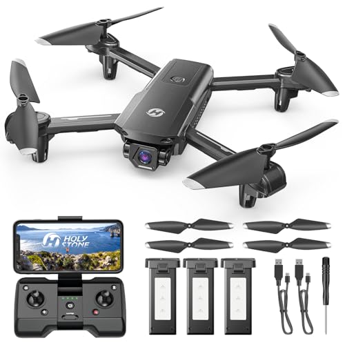 Holy Stone ドローン カメラ付き 100g未満 GPS搭載 申請不要 屋外 小型 1080Pカメラ バッテリー3個 42分飛行時間 自動帰還 フォローミーモード ウェイポイントモード HS155 ブラックの外観・全体像 画像