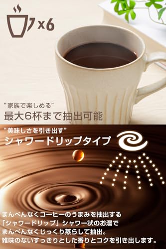 タイガー魔法瓶(TIGER) コーヒーメーカー ドリップ式 シャワードリップ 簡単操作 保温 0.81L 6杯用 ブラックADC-N060Kの特徴・詳細 画像