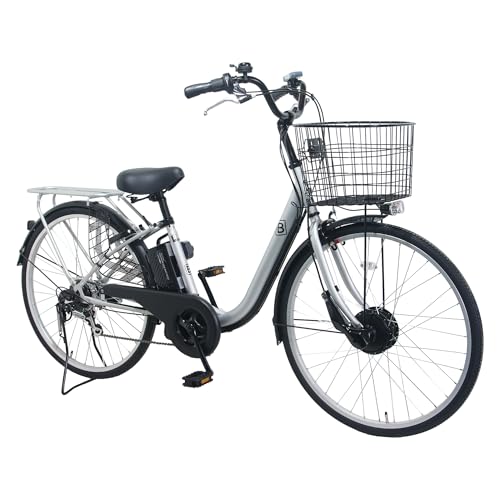 【Amazon.co.jp限定】100%完成品 26インチ 電動アシスト自転車 シマノ外装6段変速 前輪駆動 36V 8.5AHバッテリー TDF-26Z (マットシルバー)の詳細・まとめ 画像