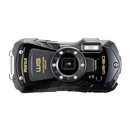 PENTAX WG-90 ブラック 本格防水デジタルカメラ 14m防水 (連続2時間) 1.6m耐衝撃 防塵 -10℃耐寒 アウトドアで活躍するタフネスボディ CALSモード搭載で 現場記録など幅広いビジネスシーンで活躍の外観・全体像 画像