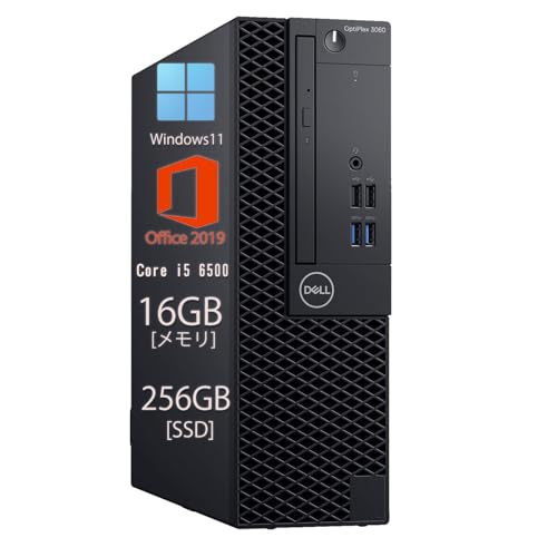 【中古整備品】Dell Optiplex 3060 SFFデスクトップパソコン/インテル Core i5 8500 搭載 / Windows11 / DVD / 4KHD対応・モニター3つ画面対応 /Office 2019付属 外付けWIFI (3060 i5-8 メモリ16GB SSD256GB)の外観・全体像 画像