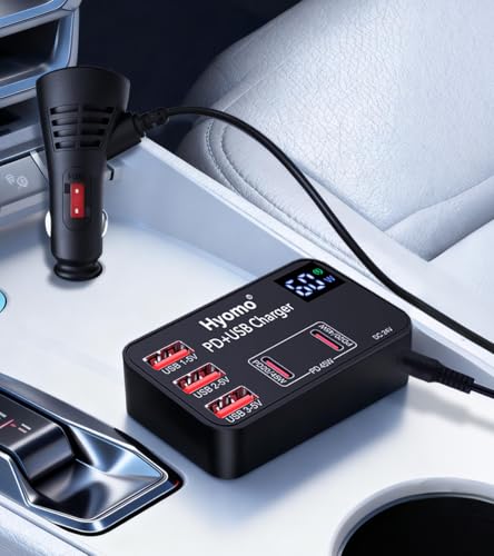 【超Ｍiniサイズ 2025新型】シガーソケット車載充電器 PD45W/PPS対応 急速 総60Ｗ 5台同時充電可能 LEDデジタル画面表示 12/24V車対応 Type-C *2 USB-C*3 急速充電 コンパクト スマートフォン iPhone/iPad/Galaxy/AQUOS/Xperia対応 カー用品 高温/電流/電圧保護 1