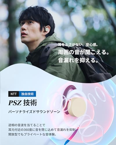 nwm(ヌーム)【延長保証版】 ワイヤレス イヤホン オープンイヤー 型 ネックバンド 首掛け タイプ nwm GO MBN002 │ 耳スピ Bluetooth5.3 最大10時間再生 防塵 防水 IP55 耳をふさがない マルチポイント対応 小型 軽量 3色展開 フォグ ブラックの特徴・詳細 画像