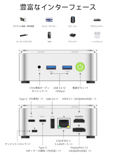 ミニ PC Ryzen 5 3500U搭載 N150/N97 より速い GMKtec G10 mini pc【64GB DDR4 +16TB M.2 SSD （拡張可能）】最大3.7GHz Win11 pro ミニPC 2.5G 有線LANポート4K3画面出力可能HDMI 2.1/DP/Type-C 小型PC 静音設計 USB3.2×3 Nucbox G10 16+256GBの特徴・詳細 画像