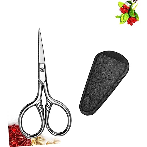 KESYOO 携帯用ひげ用はさみ ステンレス製 精密刃 口ひげトリミング用 小型美容鋏 家サロン使用 黒カバー付きの特徴・詳細 画像