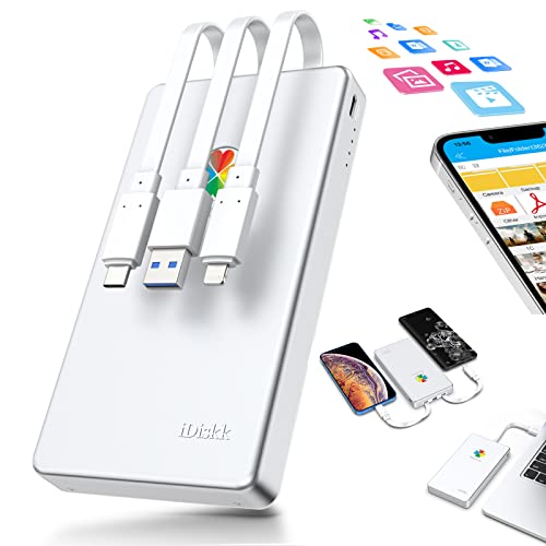 【Apple mfi認証済 2048GB iPhone16対応】iDiskk iPhone外付けハードドライブ 2TB 2.5インチ外部hdd フラッシュドライブメモリ【Lightning+Type-C+USB 3本ケーブル本体に付き】iPhone/iPad/Mac/PC/Androidなど対応高互換性プラグ&プレイ ワンクリック自動バックアップ携帯スペース解放 スマホストレージ拡張 容量不足解消の外観・全体像 画像