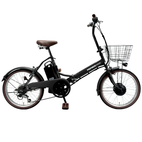 PROVROS(プロブロス) 電動アシスト自転車 20インチ 折りたたみ シマノ6段変速 リチウムイオンバッテリー7.8Ah 前輪駆動 最大46km走行 型式認定 公道可能【メーカー保証1年】P-206E (マットブラック)の外観・全体像 画像