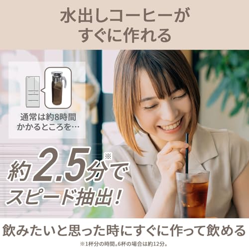 [山善] コーヒーメーカー ドリップ式 水出しコーヒー (1杯2.5分) 850mL 最大6杯 お茶 紅茶 保温 保冷 ステンレスサーバー(マグカップになる) YCB-720(B)の特徴・詳細 画像