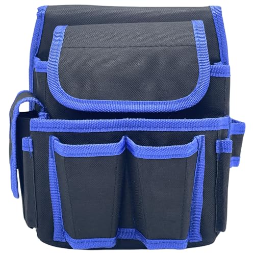 Wezomito ツールバッグ 腰袋 釘袋 工具入れ ウエストバッグ 工具収納バッグ 工具差し入れ ベルト付き 多機能ポケット 大容量 収納 撥水 軽量 大工 電気工事 建設作業 DIY (ブルー)の外観・全体像 画像