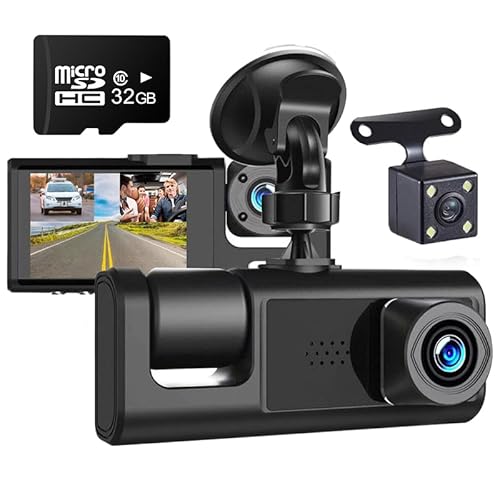 TisannnoTenn ドライブレコーダー ドラレコ 3カメラ 配線不要 HD1080P 300万画素 フルHD 前170°車内120° 広範囲 ループ録画 日本語 (ドライブレコーダー+リアカメラ) 1