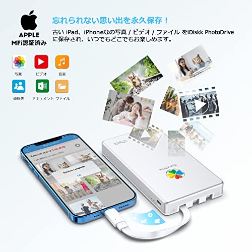 【Apple mfi認証済 2048GB iPhone16対応】iDiskk iPhone外付けハードドライブ 2TB 2.5インチ外部hdd フラッシュドライブメモリ【Lightning+Type-C+USB 3本ケーブル本体に付き】iPhone/iPad/Mac/PC/Androidなど対応高互換性プラグ&プレイ ワンクリック自動バックアップ携帯スペース解放 スマホストレージ拡張 容量不足解消の詳細・まとめ 画像