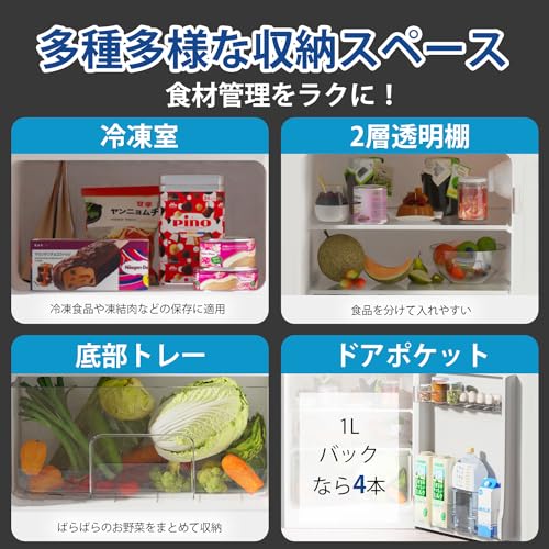 SAMKYO 冷蔵庫 95L 小型 2ドア 家庭用 耐熱天板 コンパクト 右開き 一人暮らし 静音 GU90 ブラックの特徴・詳細 画像