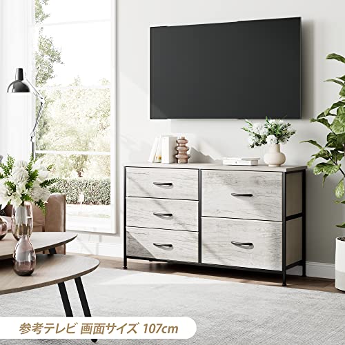 Nicehill チェスト タンス 収納チェスト オーガナイザー 収納ケース 衣類・キッズ・ベイビー用ワイドチェスト 衣類収納 木製天板 組立簡単 3段5杯（奥行き30㎝ x 幅100.0㎝ x 高さ61.0㎝）(ライトウッドグレイン)の詳細・まとめ 画像