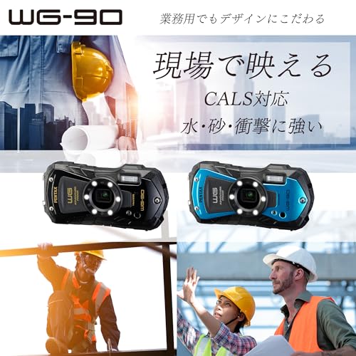 PENTAX WG-90 ブラック 本格防水デジタルカメラ 14m防水 (連続2時間) 1.6m耐衝撃 防塵 -10℃耐寒 アウトドアで活躍するタフネスボディ CALSモード搭載で 現場記録など幅広いビジネスシーンで活躍の特徴・詳細 画像
