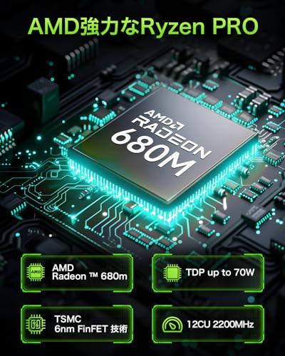 【ゲーミング最強ミニPC】 GMKtec ミニPC AMD Ryzen7 PRO 6850H搭載 【96GB DDR5 +4TB SSD （拡張可能）】Oculink 搭載 USB4.0*2 Windows11 Pro WiFi6 デュアル2.5G LAN HDMI2.1(8K@60Hz) 4画面出力 GMKtec NucBox M7 DDR5 32GB+1TB SSDミニpc ゲーミング 高性能の特徴・詳細 画像