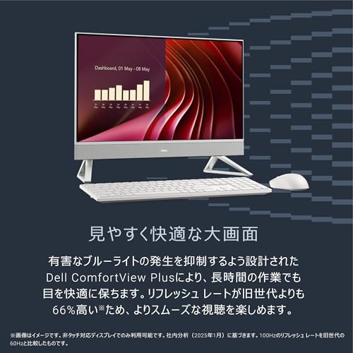 【Amazon.co.jp限定】Dell デスクトップパソコン 一体型 Dell 24 AIO EC24250 23.8インチ Core i5-1334U メモリ16GB SSD512GB Office 2024搭載 Windows 11 パールホワイト 翌営業日対応オンサイト出張修理サービス1年(HDD返却不要サービス) AD47-FNWHBAの詳細・まとめ 画像