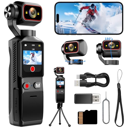 Vlogカメラ 4K アクションカメラ 160度広角 6軸安定化POVカメラ 手ブレ補正 1.69インチタッチモニター 5時間持続バッテリー wifi搭載 スマホ連携 回転レンズ 小型ビデオカメラ 32GBカード付属 スポーツ｜旅行｜アウトドア向け 動画撮影 生活記録 簡単操作 日本語説明書 1