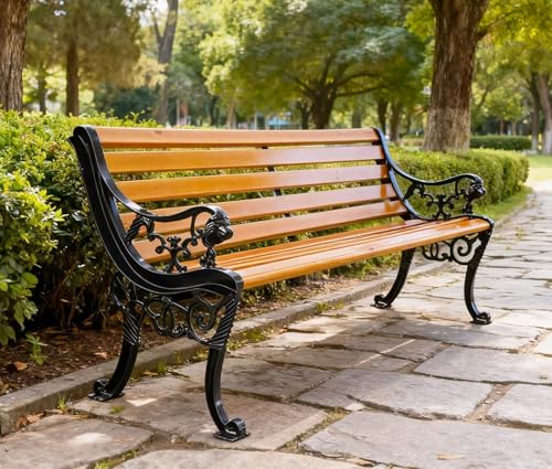 TUIYIDUO ガーデンベンチ 屋外 ガーデンチェア パークベンチ 120cm 耐荷重約400kg 庭の ベランダ 椅子 防水性と耐日光性 防蝕木材 お庭 ベランダ テラス バルコニー 休憩所に適した 日本語説明書付き（120x55x79.3cm） 1